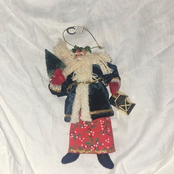 BRN VNTG OLD WORLD Santa Claus Ornament Lantern Christmas Folk Art 8 inches - Picture 3 of 9
